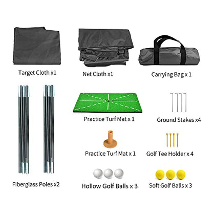 Black Golf Practice Set With Net, Hitting Mat, Target Cloth and Carrying Bag for Backyard Driving - style: Golf Net 6.6x4.4 FT