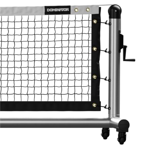 Dominator PRO Portable Pickleball Net - Heavy Duty USAPA Compliant Portable Regulation Pickleball Net - Indoor/Outdoor Aluminum Rust Proof Frame w/Adjustable Net Tension & Locking Wheels - style: Silver