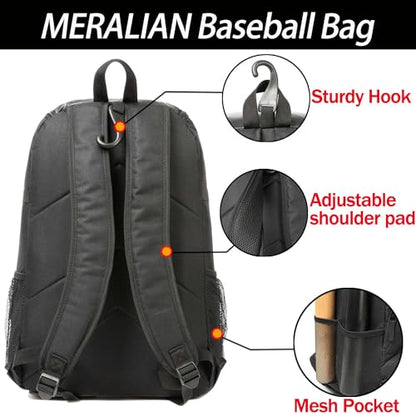 Baseball Bag - Lightweight Softball & T-Ball Backpack with Shoe Compartment for Equipment & Gear