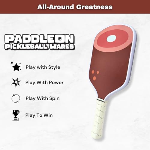 Funny Pickleball Paddles | USAPA Approved Paddle | T700 Carbon Fiber Surface | Propropylene Honeycomb Core | Non-Slip Cushion Grip | Single Paddle | High Grit & Spin | Fun Design - color: Ham