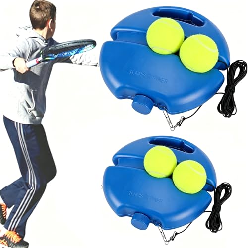 Self Tennis Practice Solo TennisTrainer, Solo TennisPractice Rebounder Ball with String and Weighted Base, Portable Self Training Tool for Beginners, Indoor Outdoor Tennis Return Equipment - color: 2pcs#A