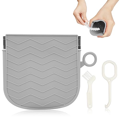 AOOWU Silicone Retainer Case, Portable Braces Case with Vent Holes, Slim Portable Orthodontic Dental Retainer Box for Women Men Kids Travel, Suitable for Aligner, Denture, Mouth Guard, Grey - color: Grey