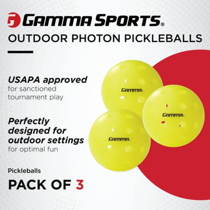 GAMMA Photon Pickleballs, 40 Precision Molded Holes, Optic Green, USAPA Approved for Tournament Play, High-Visibility, Quiet, Durable, Ultra Balanced, 6 Pack, 60 Pack