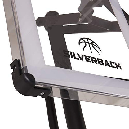 Silverback Height Adjustable In-Ground Basketball Hoop with Tempered Glass Backboard, Pro-Style Breakaway Rim, Pole and Backboard Pad