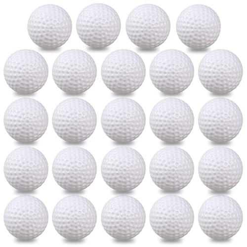 KOFULL Plastic Golf Balls Practice, 24/50/100 Pack Hollow Plastic Fake Golf Balls Indoor Outdoor Training, Golf Party Decorations - Light Weight - color: 24/Pack, White
