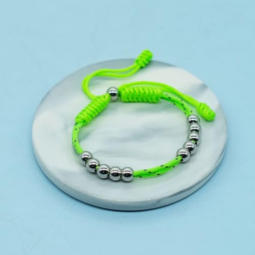 Golf Score Counter Bracelet, 10 Stainless Steel Beads, 2mm Cord Adjustable Golf Stroke Tracking Baseball Swimming Sport Golf Gift for Men and Women - style: Neon