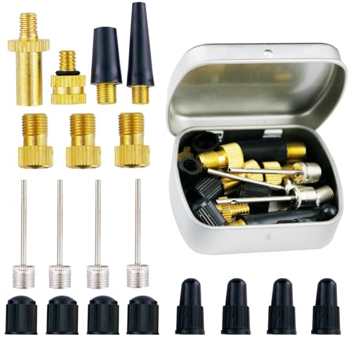 20 Pcs Inflator Needles Converter Pump Kit Bicycle Valve Adapter DV AV SV Converter Basketball Pump Football Ball Pump Sports Ball Inflator Equipment - color: gray