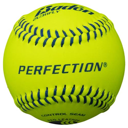 Baden | USSSA Approved | Official League Fastpitch Softballs | Perfection Leather | 11" or 12" | Optic Yellow | One Dozen
