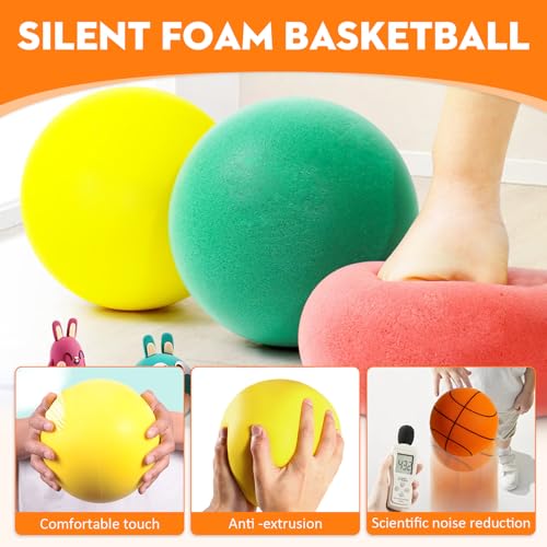 Soundless Basketball 2025 Upgrade Silent Quiet Indoor Basketball, Soft Foam No Sound Noiseless Basketballs for Various Indoor Sport Activities Training