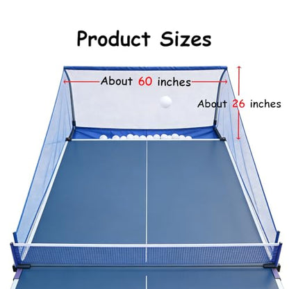 TNZMART Portable Ping Pong Net with Ball Picker Upper for Any Table Tennis Table Self Collection Clamps Easy Setup Set for Adults Beginners Home Indoor Outdoor Training