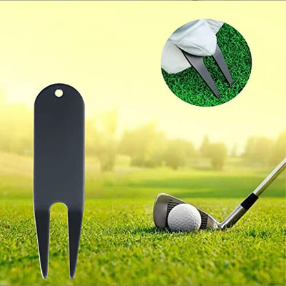 Metal Golf Divot Tools Bending Golf Divot Repair Tool Golf Ball Mark Fairway Repair Fork Golf Green Repair Tool 4 Pieces (Black)