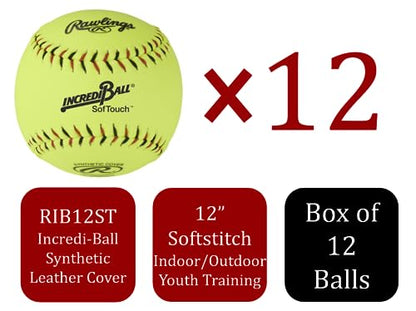 Rawlings | Incredi-Ball Softstitch Softballs | 11" & 12" Options | Cloth & Synthetic Leather Cover Options | 12 Count - style: 12"