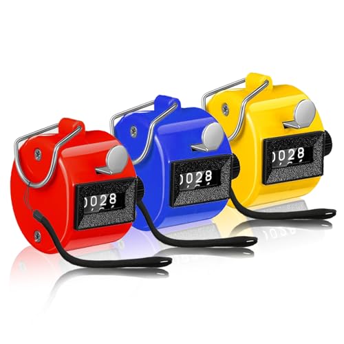 Handheld Clicker Counters - Golf Digital 4-Digit Baseball Finger Click Mechanical Tally Counter with 3pcs Lanyard for Sports Events Coaching Counting