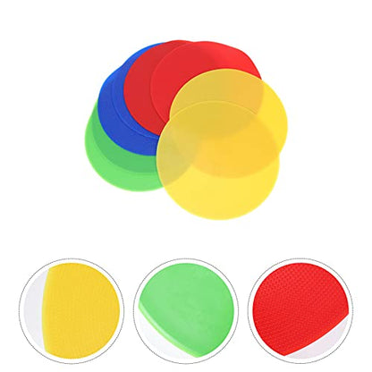 Happyyami 8pcs Reusable Stadium Landmark Disc Markers for Sports Training Non-Slip Flat Sign Markers Red Blue Yellow Green for Soccer Basketball Hockey Drills