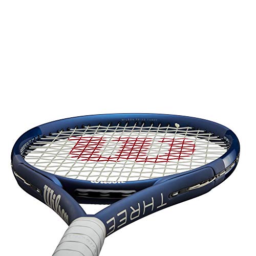 Wilson Triad Three Strung Performance Tennis Racket - Strung with Sensation 16 Natural at Mid Range Tension - size: Grip Size 2 - 4 1/4"