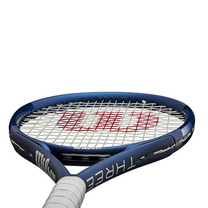 Wilson Triad Three Strung Performance Tennis Racket - Strung with Sensation 16 Natural at Mid Range Tension - size: Grip Size 3 - 4 3/8"