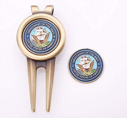 Coins For Anything, Inc Navy Golf Divot Tool Plus Ball Markers - USN U.S. Navy Military Golf Ball Marker & Tool - Designed by Military Veterans - Officially Licensed
