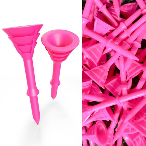 FINGER TEN Golf Tees Plastic Unbreakable Tee 3 1/4 Inch 12/24/60 Pack, Durable Stable Golf Tee 4 Colors Available for Practice - color: Pink, size: 3 1/4 Inch(12 Pack)