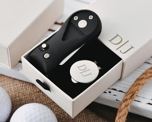 Personalized Golf Divot Tool Set with Magnetic Ball Marker & Hat Clip, Custom Engraved Golf Accessories Gift for Men, Groomsmen, Wedding Favors, Golf Lovers