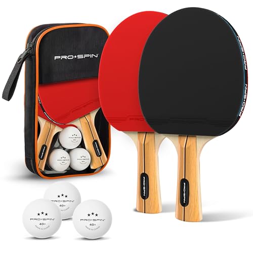 PRO-SPIN Ping Pong Paddles - High-Performance Set with Premium Table Tennis Rackets, 3-Star Ping Pong Balls, Compact Storage Case | Professional Quality Ping Pong Paddle Set | Indoor & Outdoor Games - color: 2-Player Set | Active Red