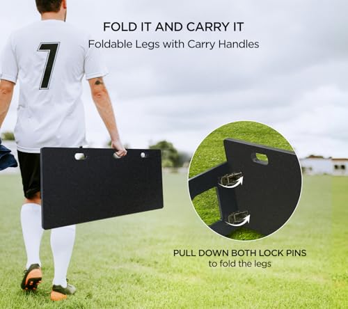 ZivPlay Soccer Rebounder Board Soccer Wall Kick Back Trainer with 2 Rebound Angles for Ball Passing and Bounce Back Training - size: 40 x 16 inch