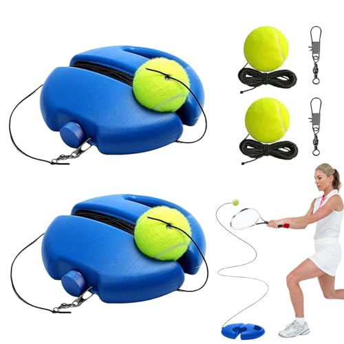 Tennis Practice Rebounder, Tennis Trainer Ball with String Set, Solo Tennis Trainer Rebound Ball with Weighted Base for Beginners, for Wall Drills & Parks Or Backyard Training - color: Blue-2pcs