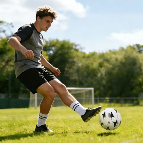 Aoneky Soccer Ball with Pump - color: 1 Pack with 1 Pump - White/Black/Blue/Red, size: 5