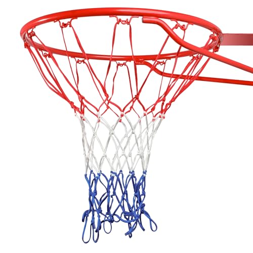Cannon Sports Heavy Duty Basketball Net Replacement - 21 Inches - 12 Loop Standard Size - Weather Resistant for Indoor/Outdoor Courts - Fits All Standard Rims - color: Red/White/Blue