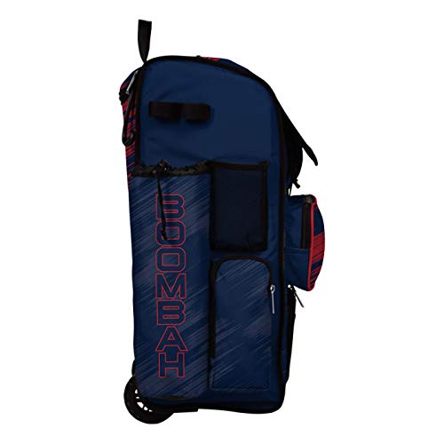 Boombah Rolling Superpack Scratch Baseball/Softball Gear Bag - 23-1/2" x 13-1/2" x 9-1/2" - Multiple Colors - Telescopic Handle and Holds 4 Bats - Wheeled Version - color: Navy/Red