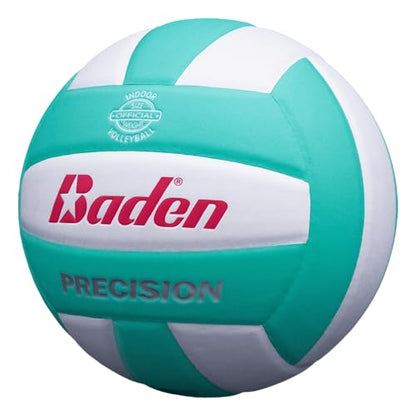 Baden | Precision | Official Size + Weight Entry Level Youth Indoor Volleyball | PU Composite, Extra Foam Backing, Reduce Sting - color: Teal