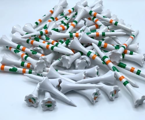 Premium Golf Tees Plastic Combo Length Pack of 50 includes (40 Count) Plastic Golf Tees + (10 Count) 1½ Plastic Short Tees for Irons, Hybrids, Par Threes