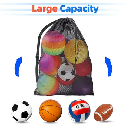 GSE Games & Sports Expert 24x36/30x40 X-Large Mesh Sports Equipment Drawstring Bag for Soccers, Basketballs, Footballs - color: Black, style: 30"x40" - 1-pack