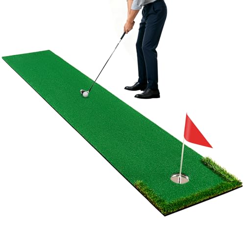 Putting Green Golf Putting Mat Non-Slip Professional Practice Trainning Mat for Indoor Outdoor - style: Putting Green-turf ball stop strip