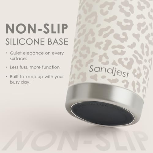 SANDJEST Leopard Print Tumbler 20oz Stainless Steel Insulated, Beige Leopard Travel Coffee Cup, Bow Gifts for Women Girls Teen, Birthday Christmas - color: Beige Leopard