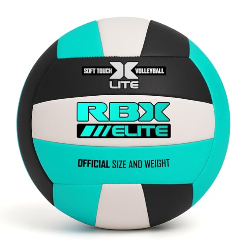 RBX Elite Performance Volleyball, Official Size 5, Soft Touch Cover, All Weather, Indoor/Outdoor - color: Neon Mint/Black