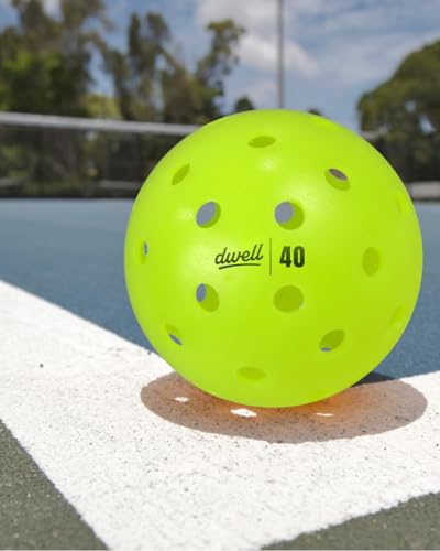 DWELL Elite 40 Hole Pickleball Balls | Crack Resistant | for Outdoor Pickle Ball Sports | Official Ball of All Florida Pickleball | Bulk Pickleballs - size: Pack of 4