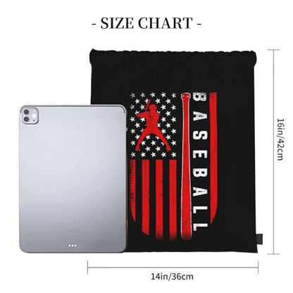 American Baseball Flag Unisex Drawstring Backpack Bag Sport Gym Travel Swim Sackpack - color: American Baseball Flag2
