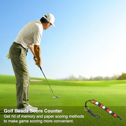 Golf Beads Score Counter, Golf Stroke Counter Beads with Clips Golf Accessories for Women Men Golfer Strokes Count, Red/Black/White