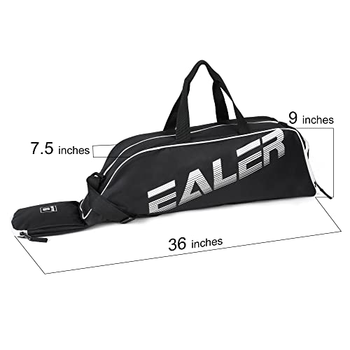 EALER Baseball Bat Tote Bag & T-ball, Softball Equipment Bag - Gear for Kids, Youth, and Adults Holds Bat, Helmet, Glove, Cleats, Shoes and More - color: Black
