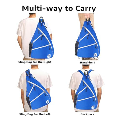 A11N SPORTS Pickleball Bag, Reversible Crossbody Sling Bag/Backpack for Women Men - color: Blue & White