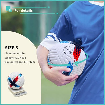 Soccer Ball Size 5,4 – Thermal Bonded Waterproof PU Leather, Professional Training & Match Ball for Youth & Adults, with Pump & Bag, Training Gift Set - color: blue
