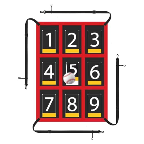 9-Section Numbered Strike Zone Trainer for Baseball & Softball | Adjustable 19"x27" Pitching Target Net to Improve Pitching Control & Hitting Accuracy for All Ages.