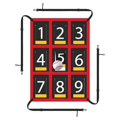 9-Section Numbered Strike Zone Trainer for Baseball & Softball | Adjustable 19"x27" Pitching Target Net to Improve Pitching Control & Hitting Accuracy for All Ages.