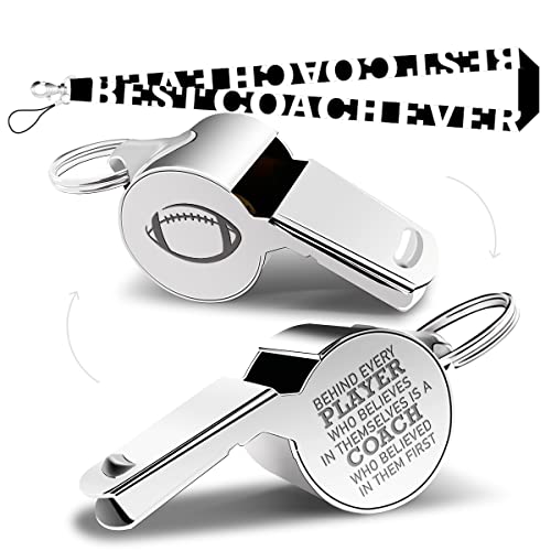 Whistle Football Coach Gifts Whistle for Coaches Teachers Whistle Emergency Coach Referee Lifeguard Loud Whistle for Men Women Referees School Sports Coaches Whistle with Lanyard Cheer Coach Gift.