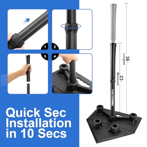 Heavy Duty Baseball and Softball Portable Travel Batting Tee.Adjustable 5-Position Baseball and Softball Batting Tee.Hitting Tee for Any Age Player Baseball - color: Black+ bag