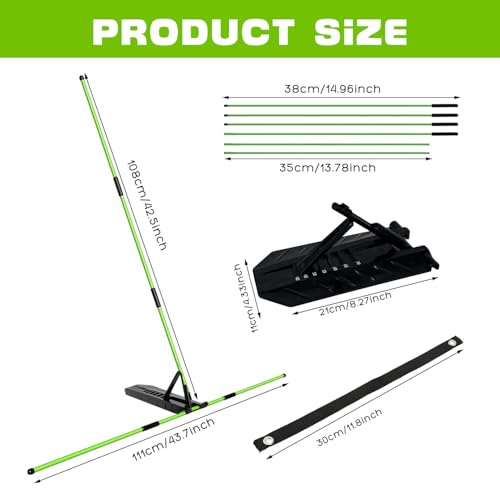 Golf Alignment Stick Trainer with Adjustable Swing Plane Guide, Full Swing Correction Training Aid for Men Women Beginners, Indoor Outdoor Golf Practice Tool
