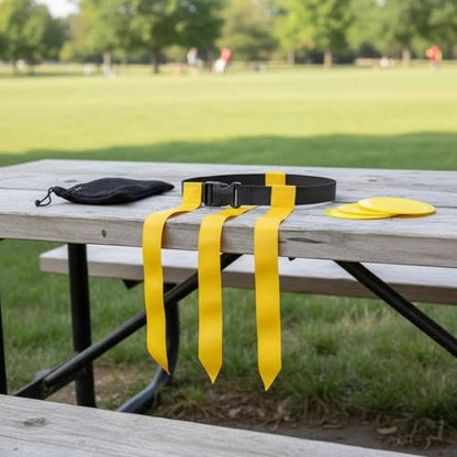 Qianly Flag Football Set Contrasting Hues Sash Kit Material for Adults, Beginners, PE Class, Backyard Games, Outdoor Activities, Red, 3 Flags D-ring