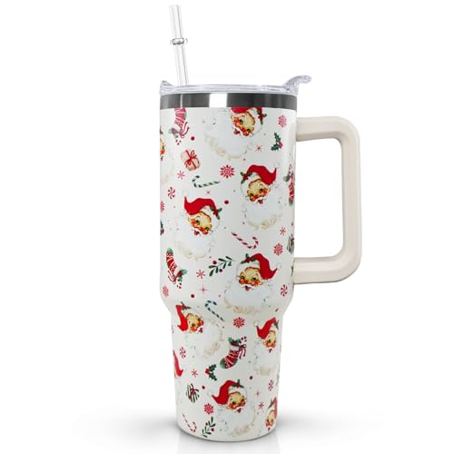 Ceovfoi 40 Oz Santa Tumbler With Handle, Santa Coffee Travel Mug Cup, Christmas Decor, Gifts for Women - color: Santa