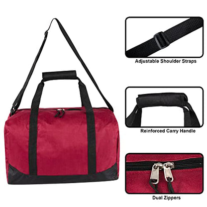 24 Pack Bulk Duffle Bags Wholesale by the Case for Homeless, Sports Teams, and Duffle Bags for Foster Kids (All Red Pack) - color: All Red Pack