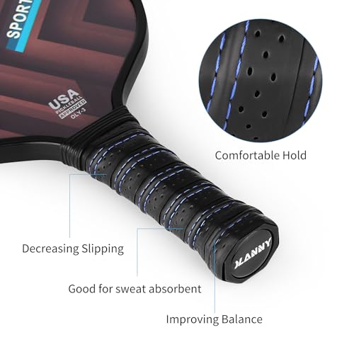 OLANNY Graphite Pickleball Paddles Set- Premium Rackets Fiber Face & Polymer Honeycomb Core Pickleball Set Includes Pickleball Paddles + Pickleball Balls+ Replacement Soft Grip + 1 Bag - color: Twill Pickleball Paddles 4 pack